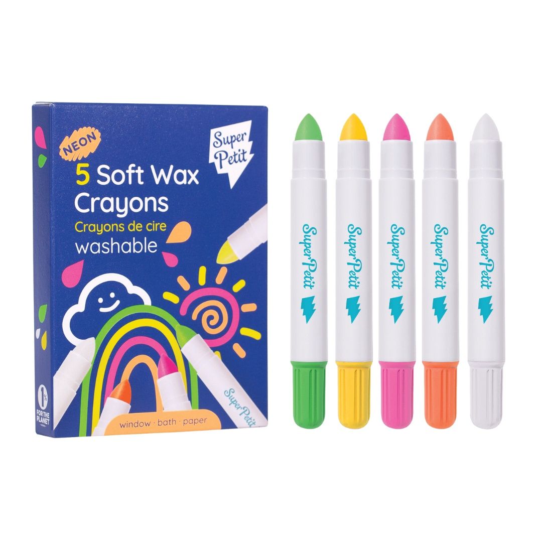 Soft wax crayon Neon 5 stuks