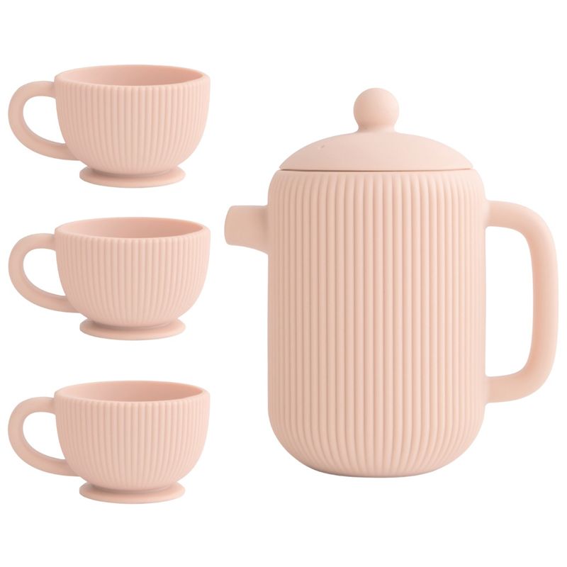 Silicone play tea set blush