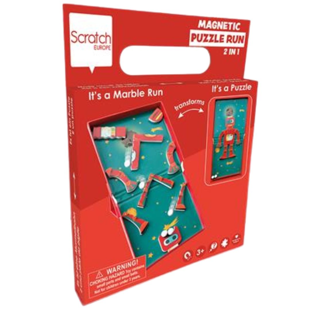 Magnetic puzzle run robot