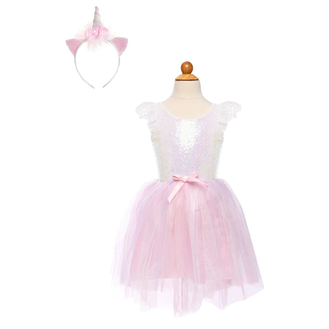Unicorn Dress + Headband, Maat: 3-4 jaar