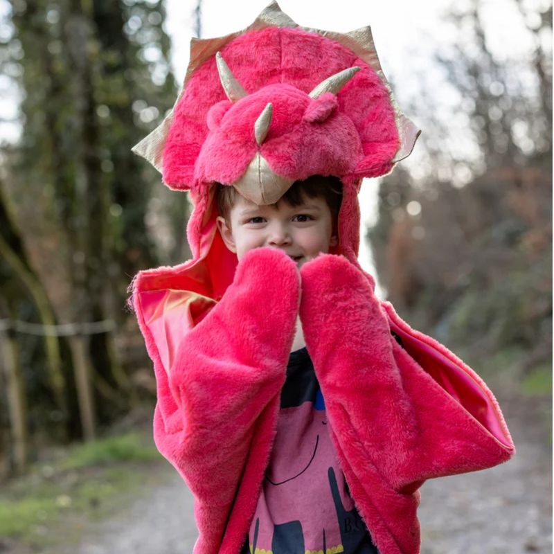 Triceratops  cuddle cape, red 3-4y