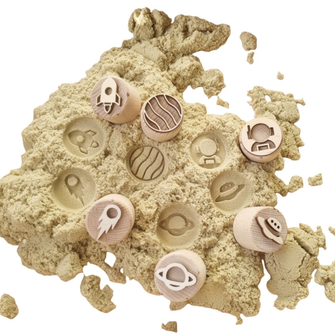 Kiddi houten stempels ruimtevaart