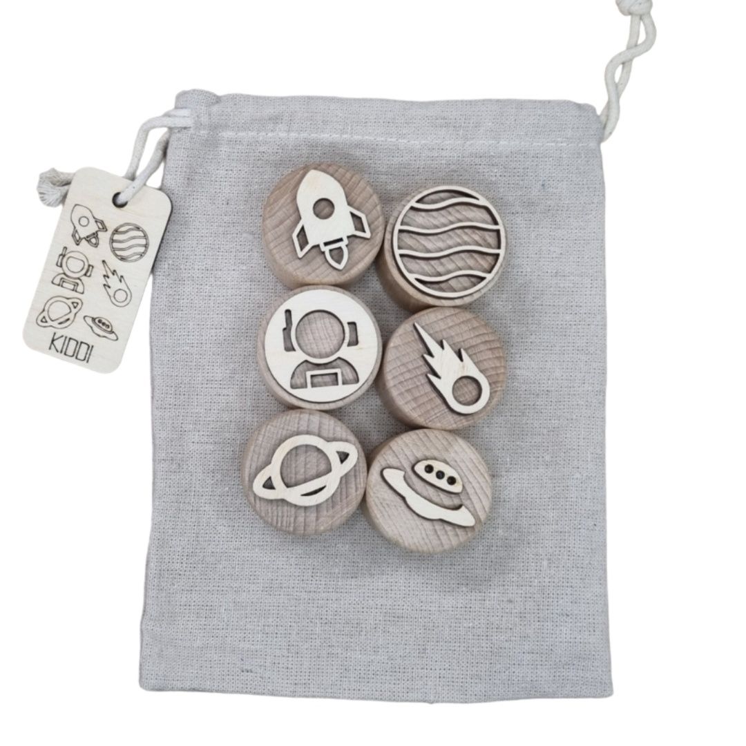 Kiddi houten stempels ruimtevaart