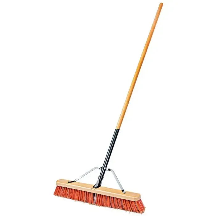 Fine-Bristle Push Broom with 24in Wide Block