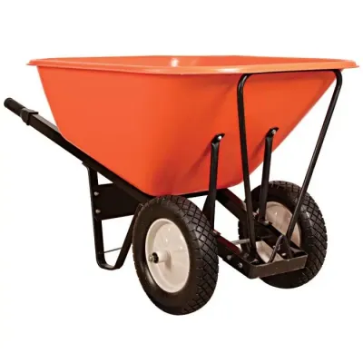 Leonard 2-Wheeled, 10-Cubic-Foot Capacity Poly Tray Wheelbarrow with Flat-Free Tires