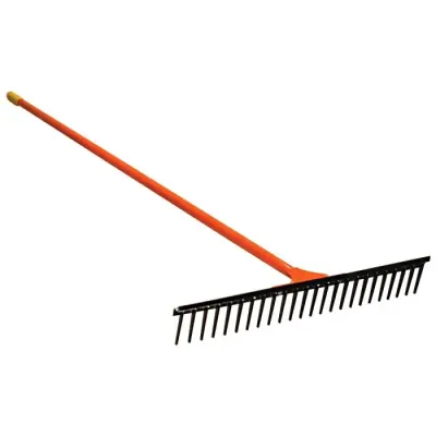 Steel 24 Tine Straight Rake, 24in Width x 66in Handle