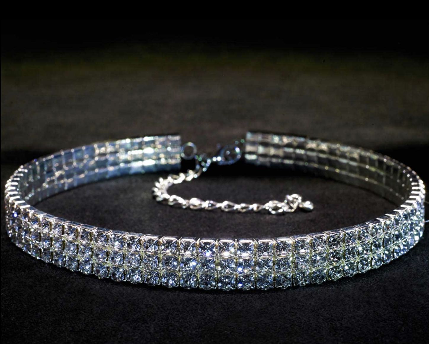 Crystal Stretch Choker - 3 Row