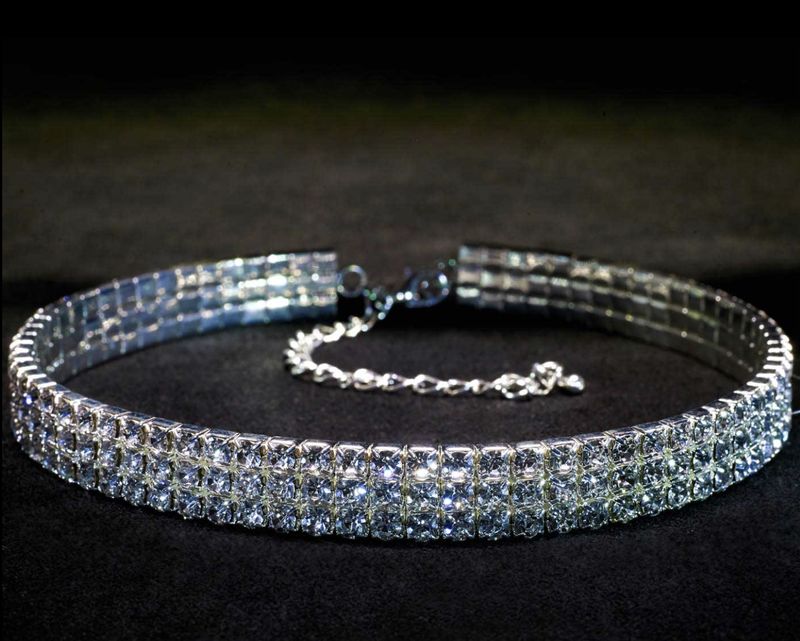 Crystal Stretch Choker - 3 Row