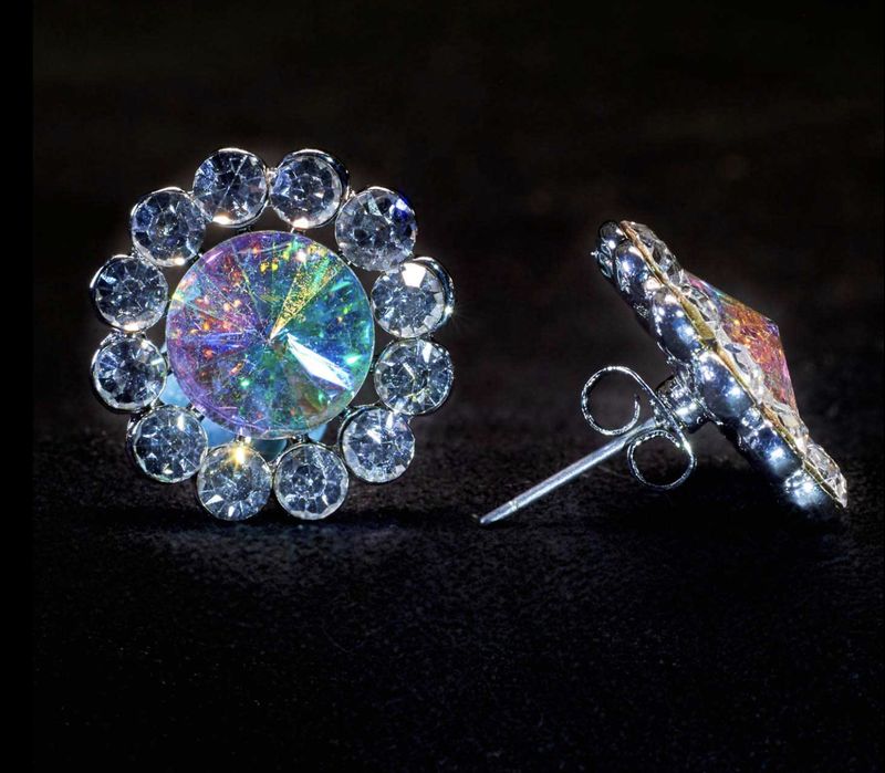 Crystal/AB Mixed Flower 19mm Earring