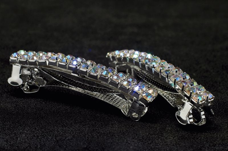 Iridescent 2 row crystal barette - 2 per pack