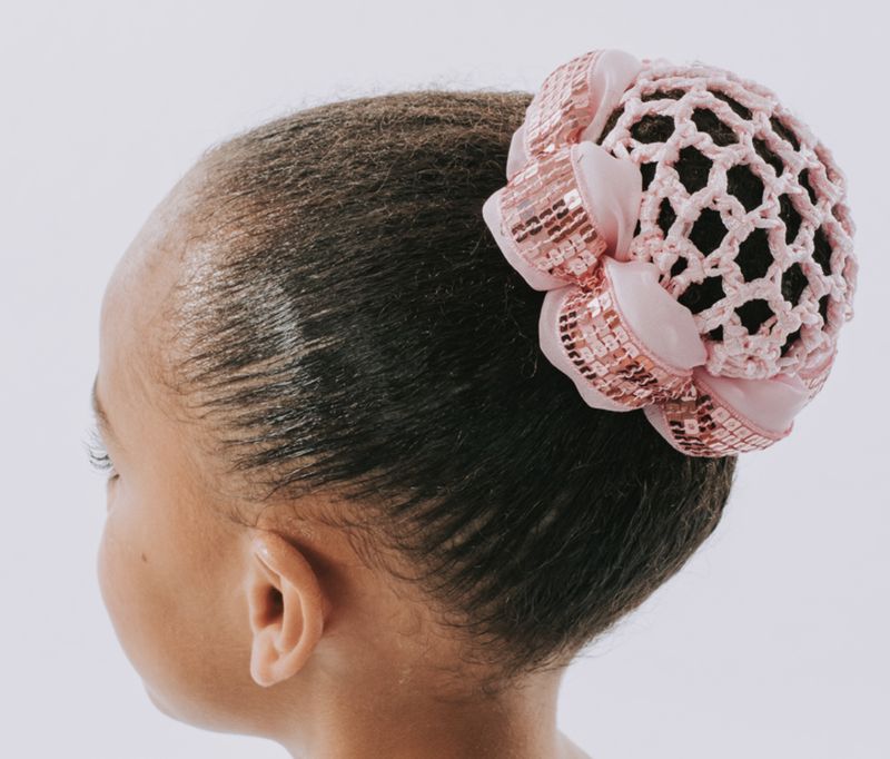 Bun cover with shiny sequins - Pink