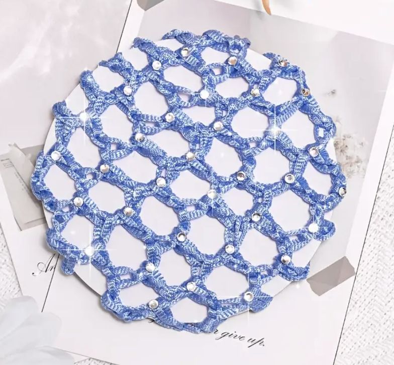 Bun cover with crystals - Light blue