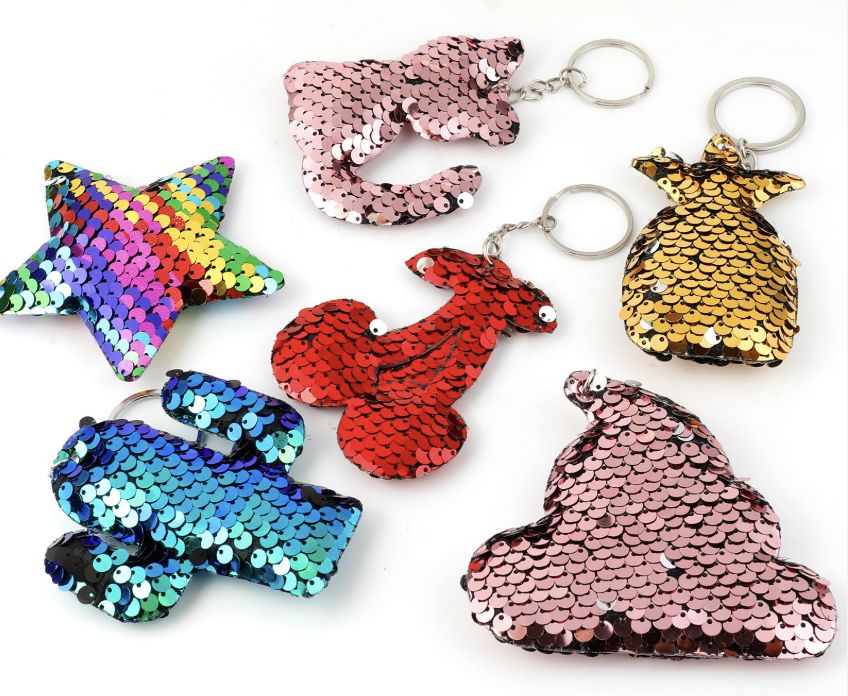 Fuzzy &amp; Sequin Keychains
