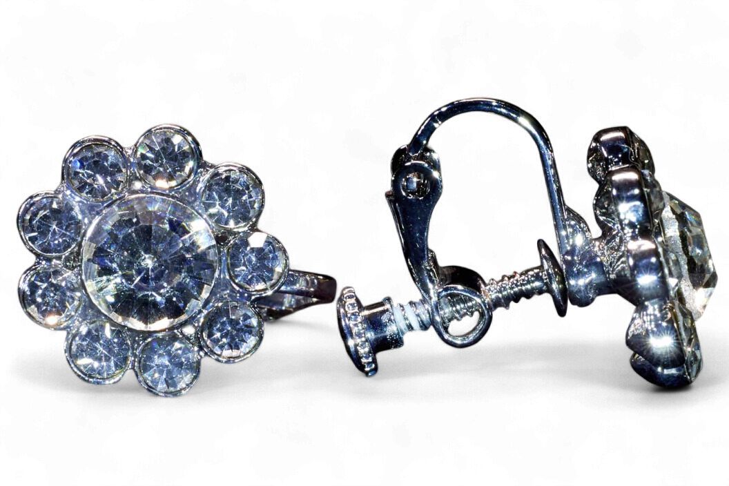Crystal Flower Clip-on Earring