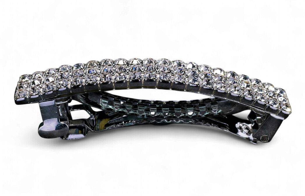 3 row crystal barrette - 2 per pack