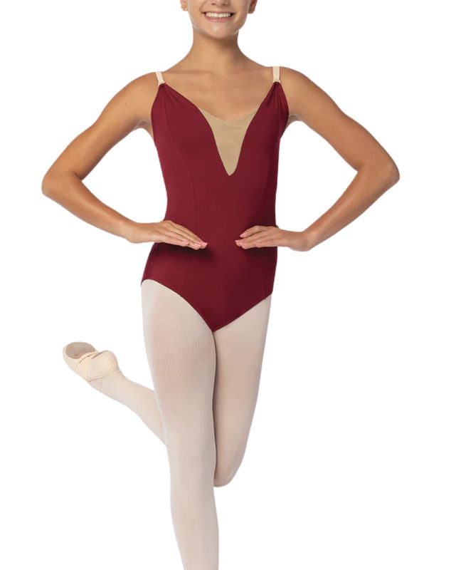 Nude V-neck Mesh Bodysuit - Sodanca SL-22