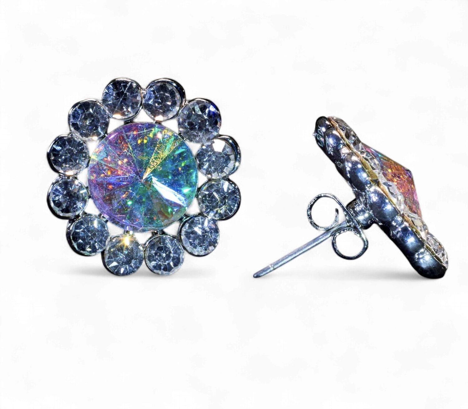 Iridescent Crystal Flower Earring