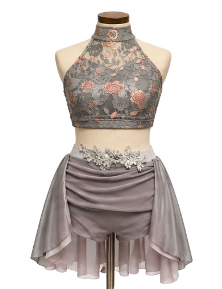 Floral Stretch Lace Two Piece Lyrical Costume