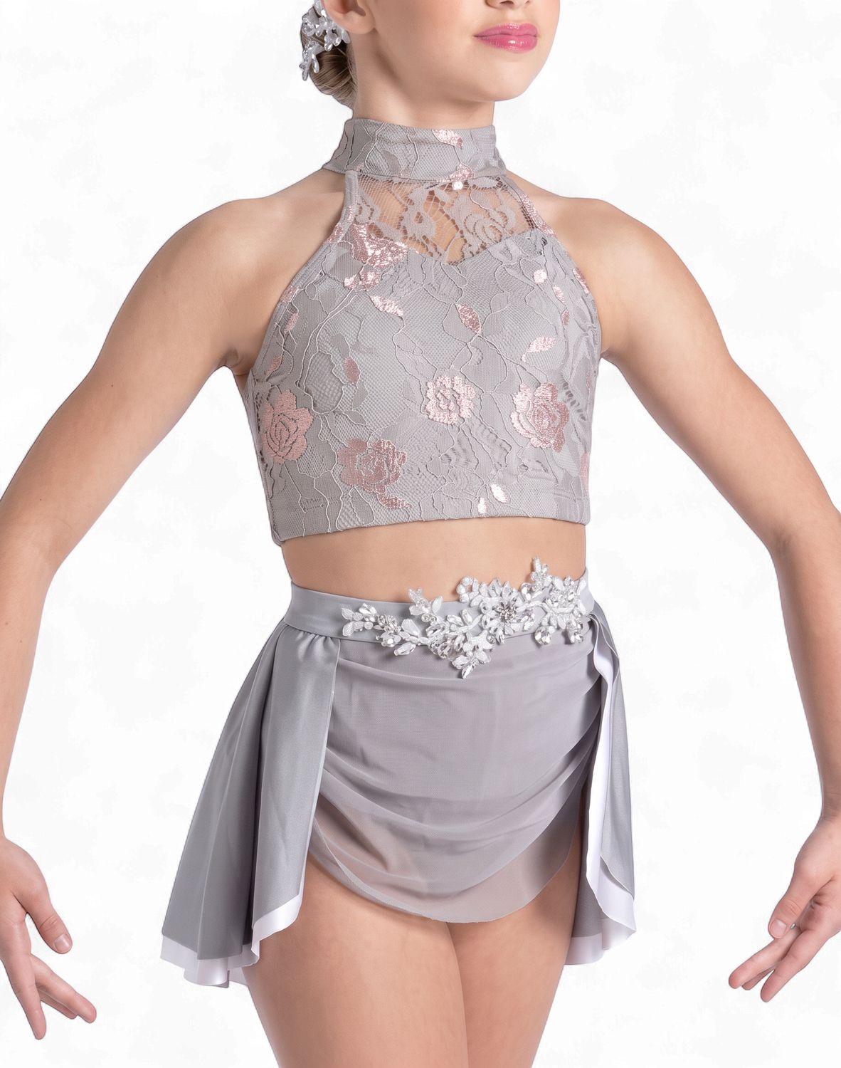 Floral Stretch Lace Two Piece Lyrical Costume