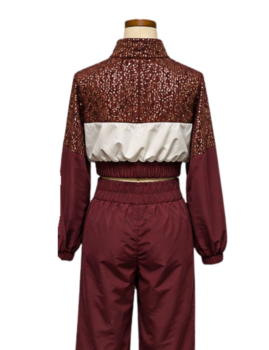 Burgundy &amp; Gold Track Suit HipHop Costume