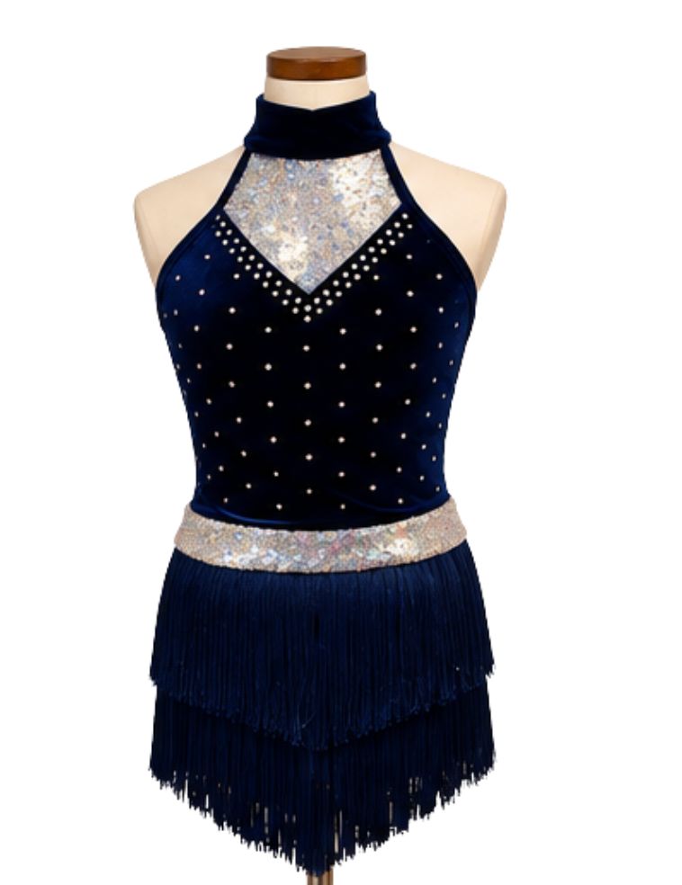 Mock Neck Velvet Fringe Jazz Costume