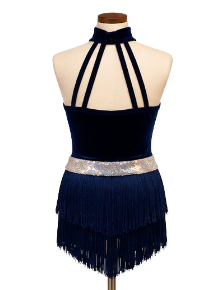 Mock Neck Velvet Fringe Jazz Costume