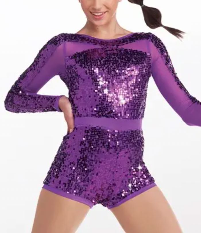 Sequin Long Sleeve &amp; Shorts Two Piece Jazz Costume