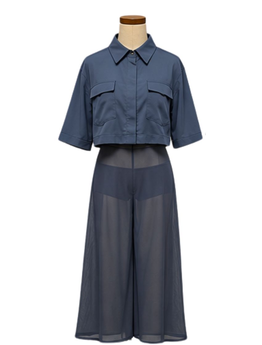 Navy Blue Pant Suit Contemporary Costume