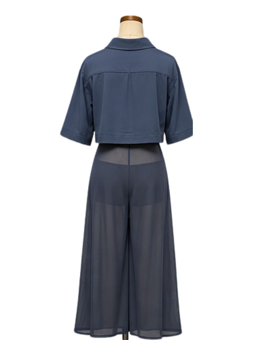Navy Blue Pant Suit Contemporary Costume