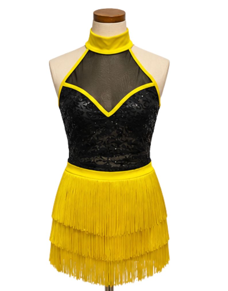 Fringe &amp; Sequins Halter Jazz Costume