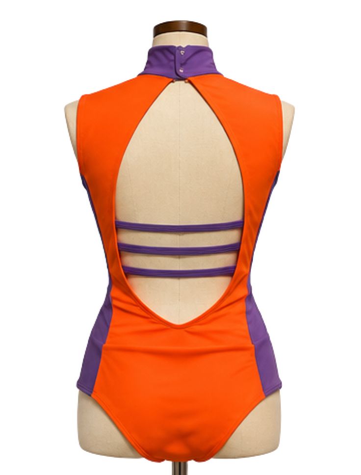 Orange &amp; Purple Cut Out Bodysuit Jazz Costume