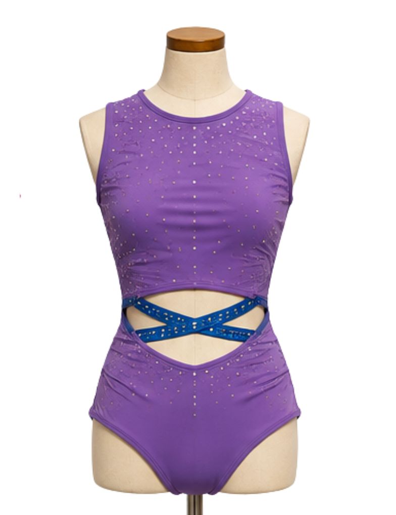 Purple Rhinestoned Bodysuit Jazz Costume