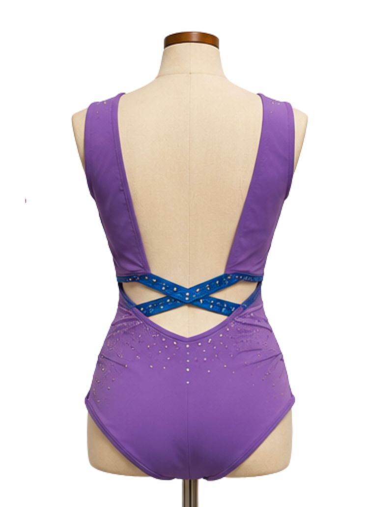 Purple Rhinestoned Bodysuit Jazz Costume