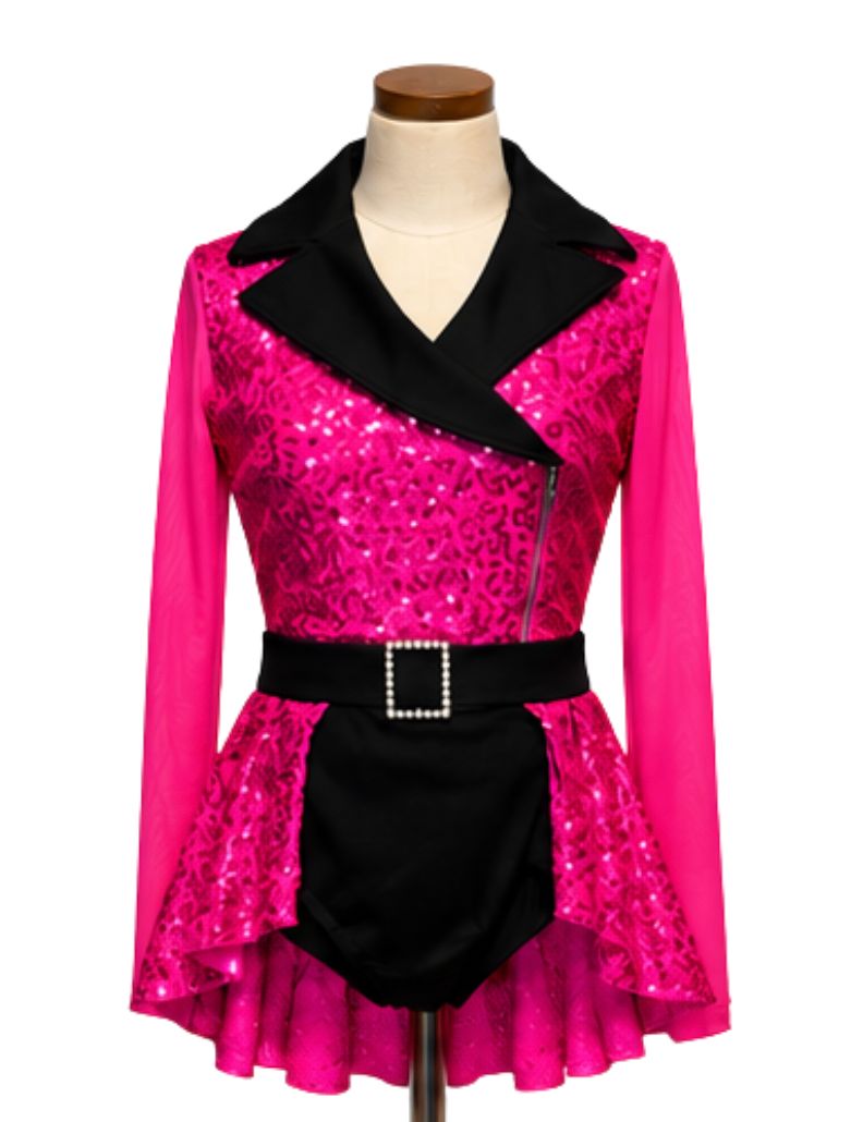 Hot Pink Sequin Blazer Bodysuit Jazz Costume