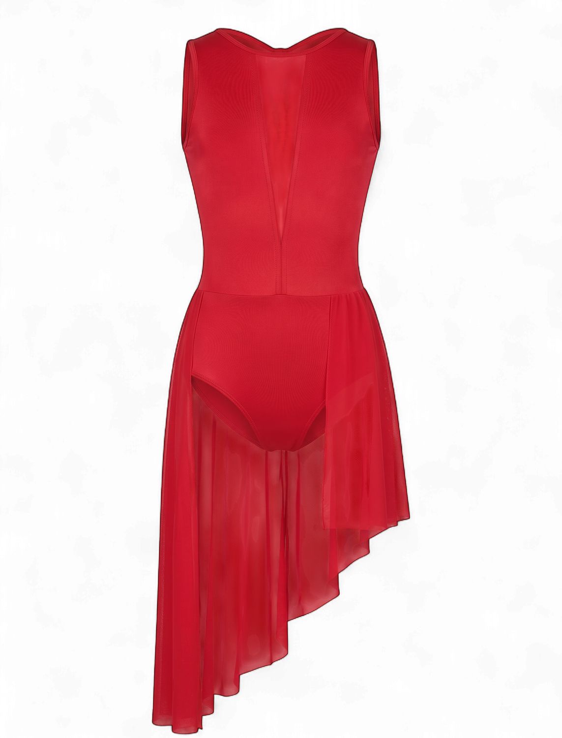 Red V-Neck Mesh Lyrical Costume