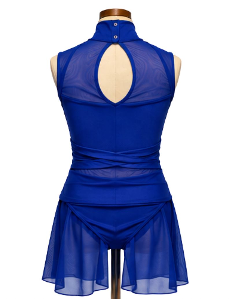 Electric Blue Bodysuit with Mesh Shorts Contemporary Costume