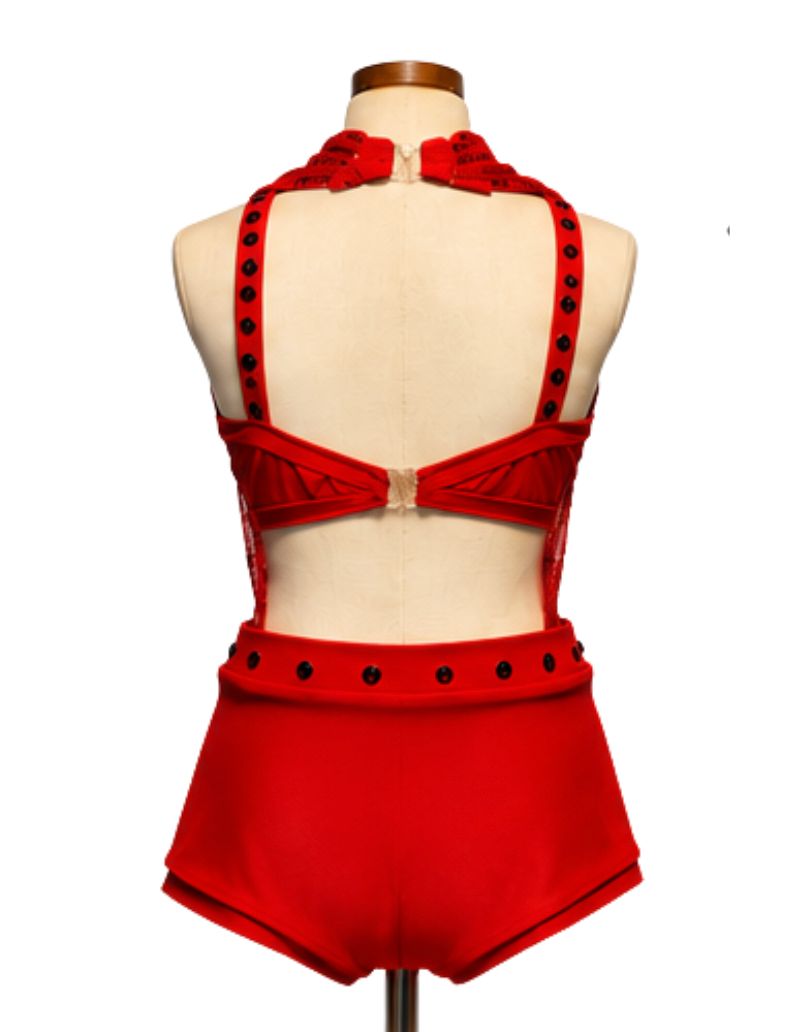 Red Halter Mesh 2-Piece Jazz Costume