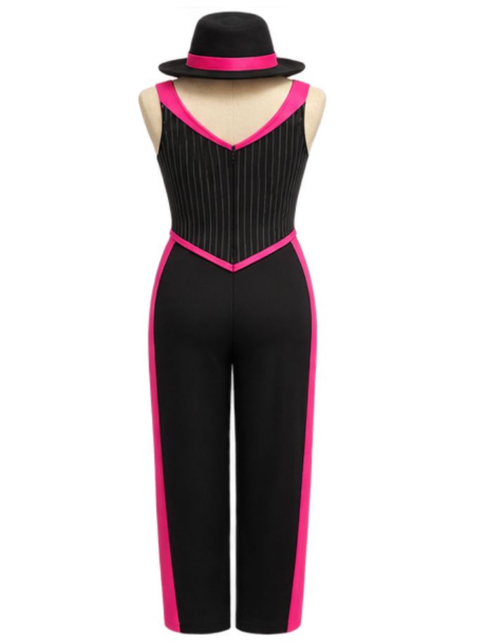 Hot Pink &amp; Black Jumpsuit Blazer Costume