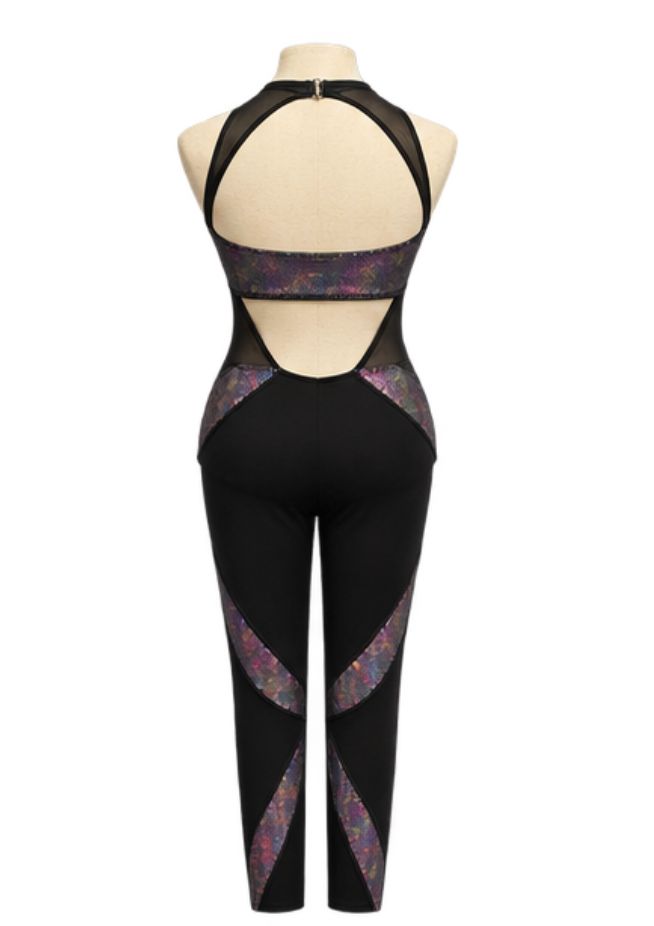 Black &amp; Purple Iridescent Unitard Jazz Costume