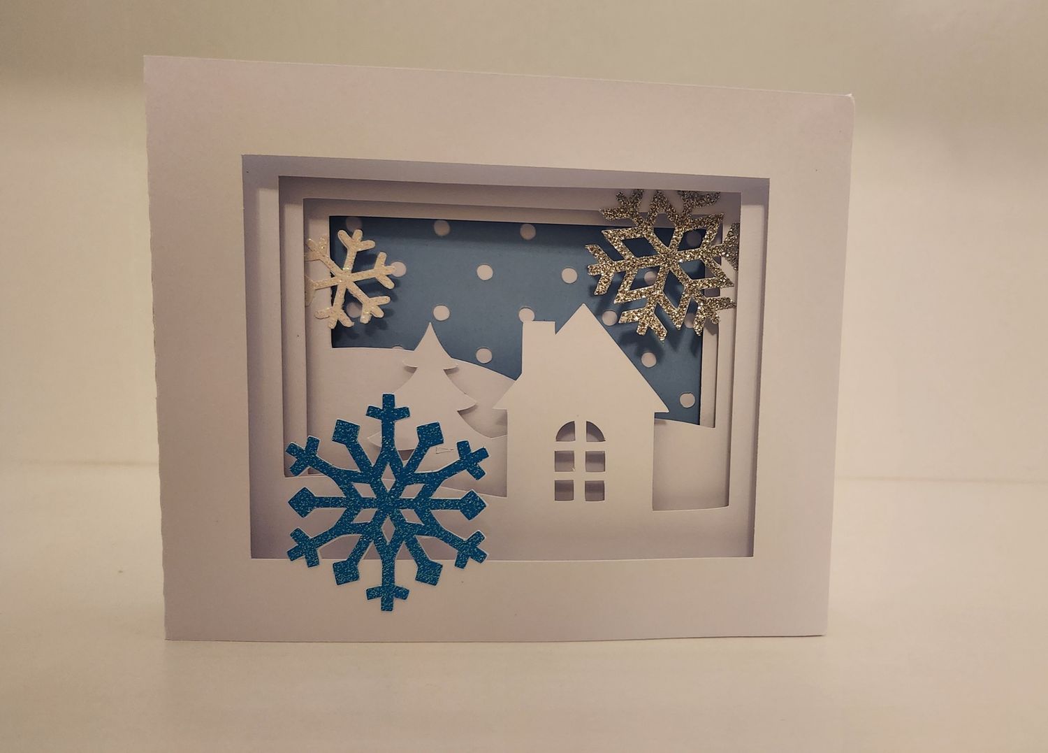 Glitter snowflake box card