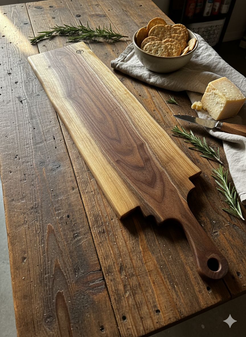 Walnut Charcuterie Board — 32″ x 8 ⅛″ (5⁄8″ thick), 2.6 lbs