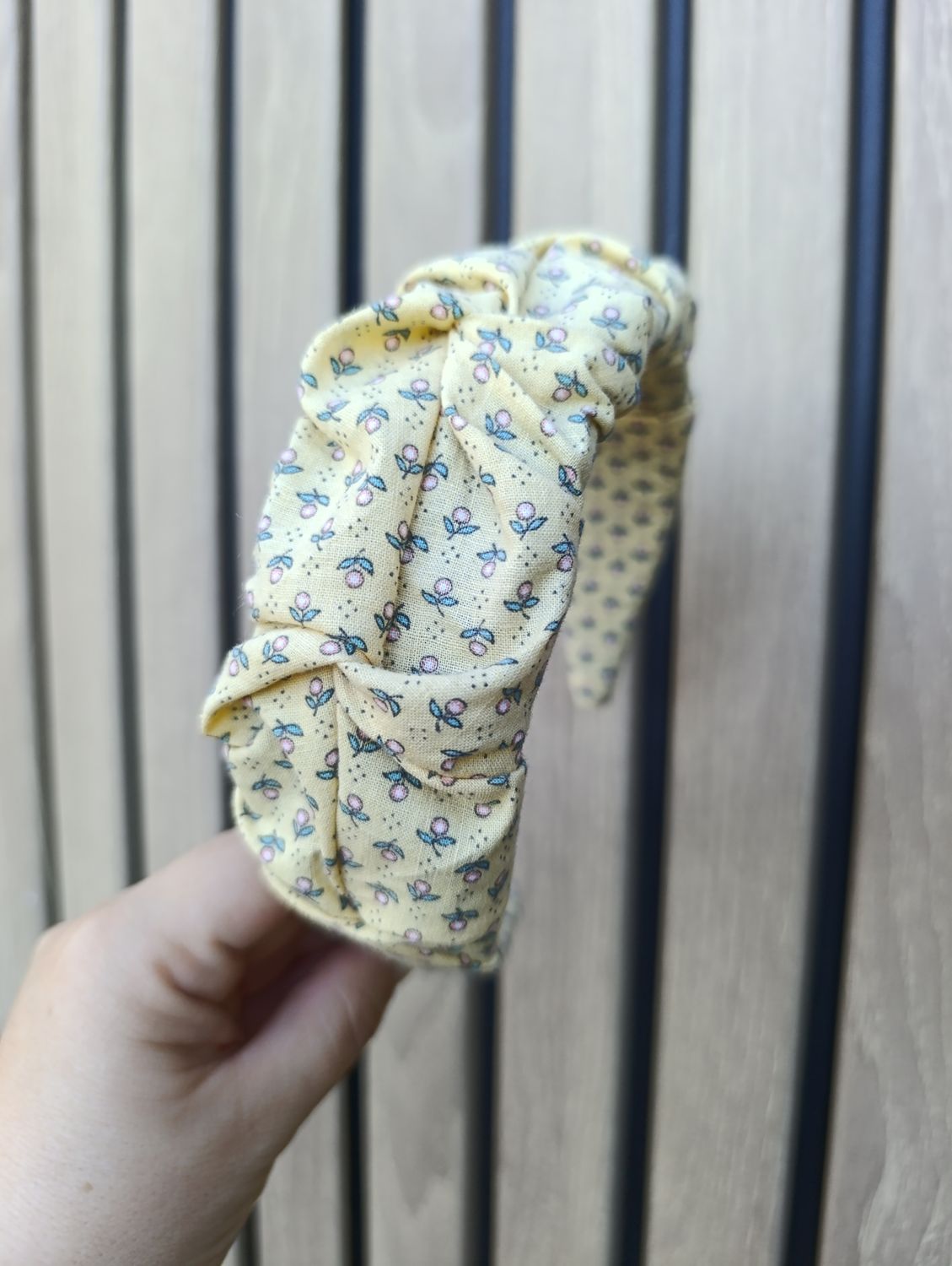 Opaska marszczona szeroka CYTRYNKI żółta