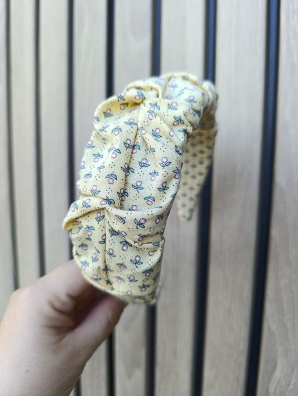 Opaska marszczona szeroka CYTRYNKI żółta