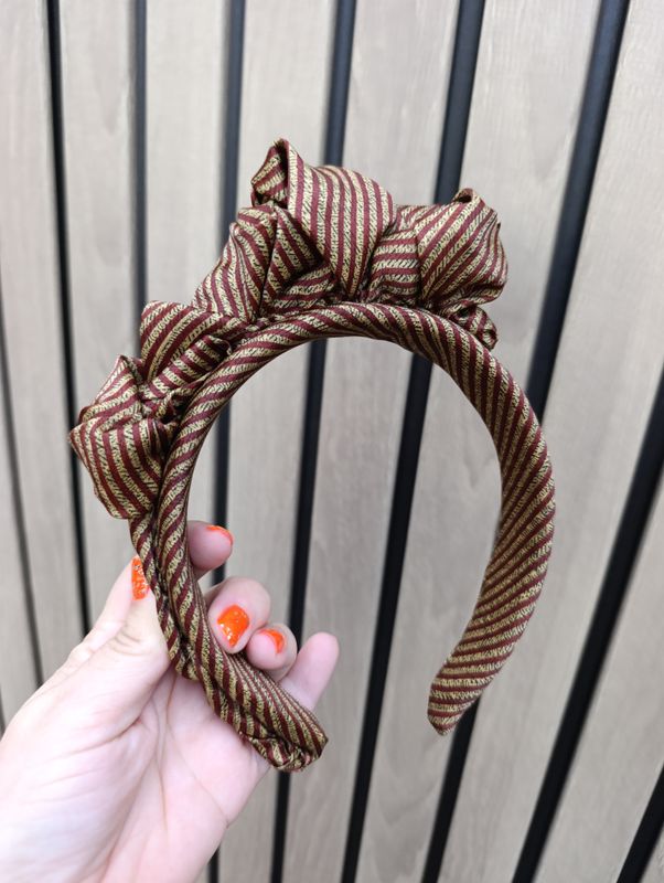 Brązowa opaska korona fascynator  wianek jedwabna silk