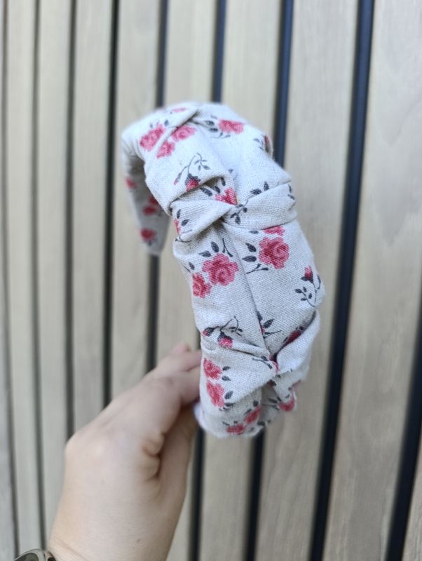 Opaska marszczona szeroka RÓŻA beżowa