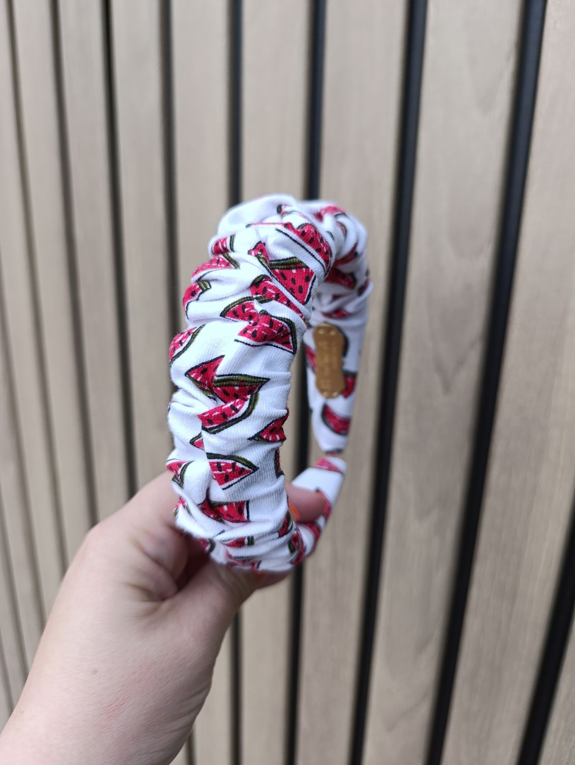 Opaska marszczona wąska ARBUZ biała