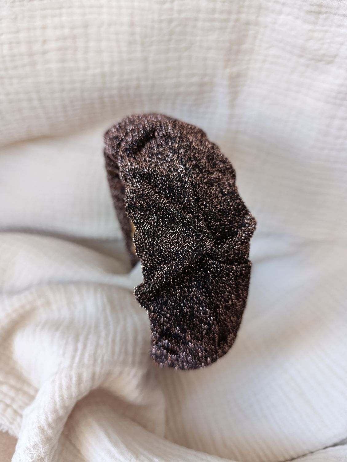 Opaska marszczona szeroka blink złoto czarna lurex