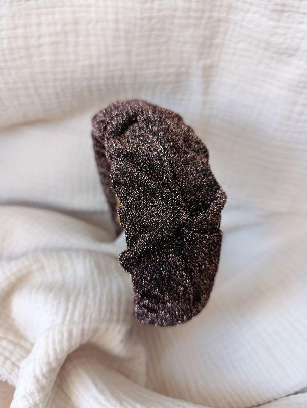 Opaska marszczona szeroka blink złoto czarna lurex