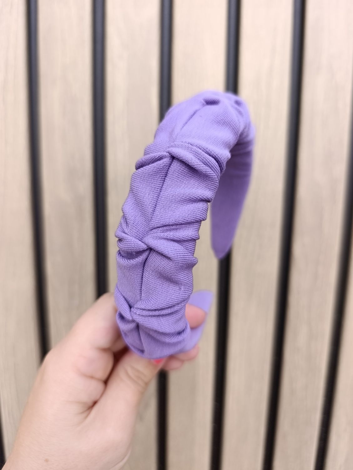 Opaska marszczona wąska dresowa lilia ciemna