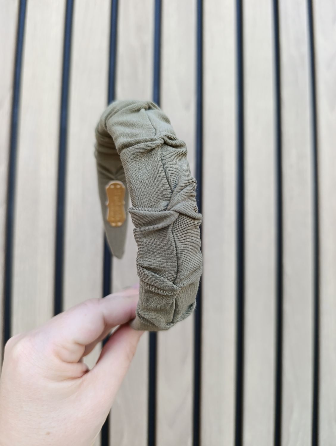 Opaska marszczona wąska dresowa oliwka